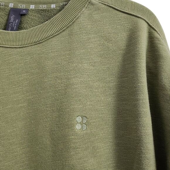 Sweaty Betty Sweater Womens XL Green Pullover Essentials Cotton Longsleeve Logo - Picture 4 of 8